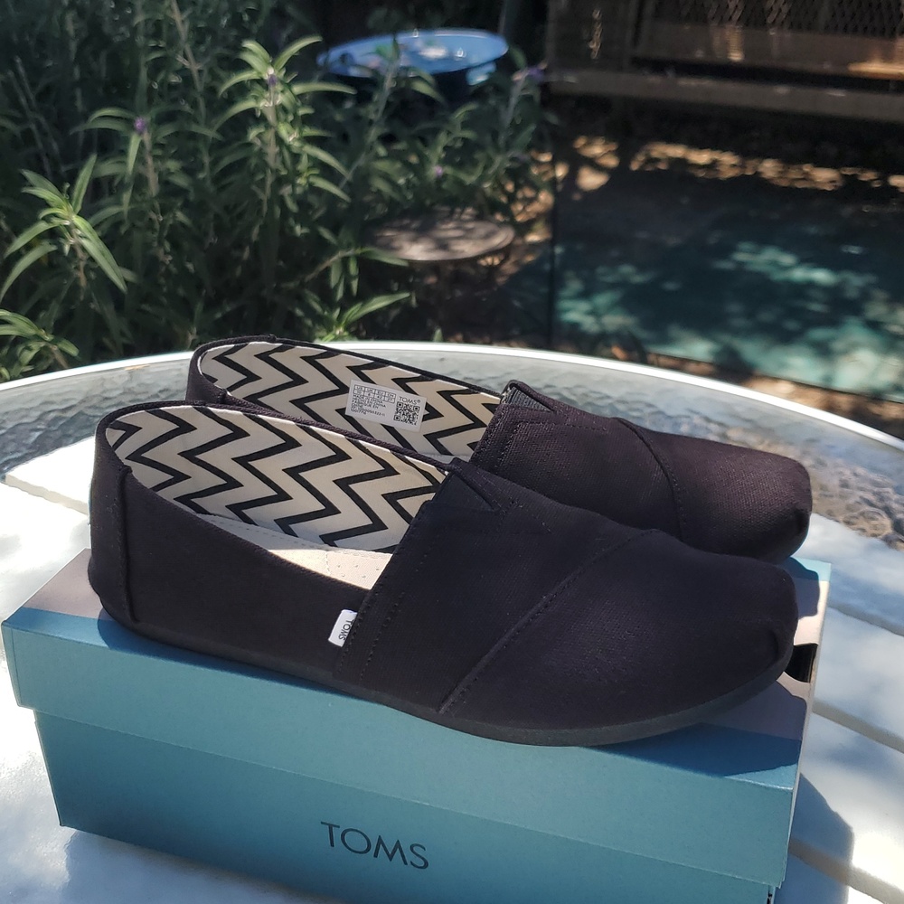 Toms Alpargata Black/Black Recycled Cotton Canvas EPWC with Box Women's 10